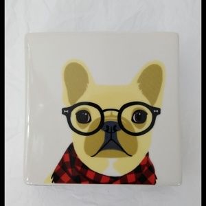 Frenchie with Glasses Ceramic Desk Decor